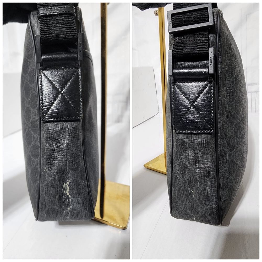 GUCCI GG Supreme Monogram Front Pocket Messenger Bag Black/Grey - Picture 10 of 16